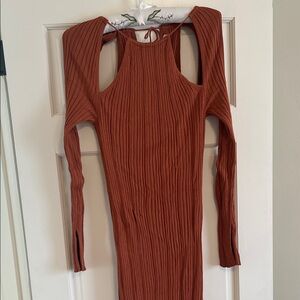 Elegant Rust Ribbed Dress ZARA